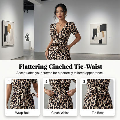 LEOVARA – LEOPARD V-NECK WIDE-LEG JUMPSUIT