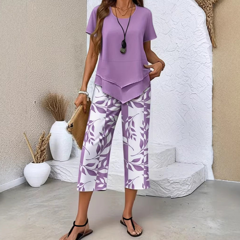 Aurea - Short Sleeve Two Piece Set